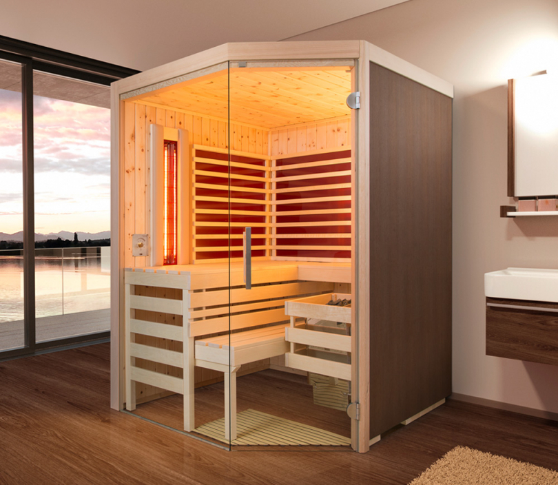 Sauna mit Infrarot Flächenheizung und Strahler