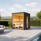 Infraworld Gartensauna Casa 1 färbig gestrichen in Poollandschaft