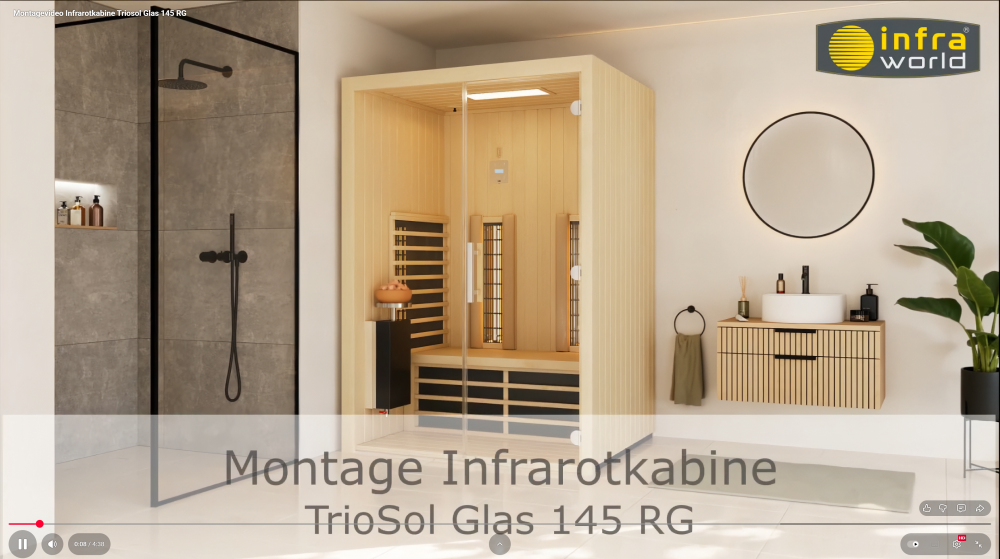 Montagevideo Infraworld Infrarotkabine TrioSol Glas 145 RG